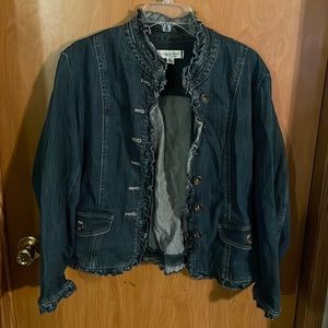 Vintage y2k Coldwater creek women’s ruffle denim jacket PL